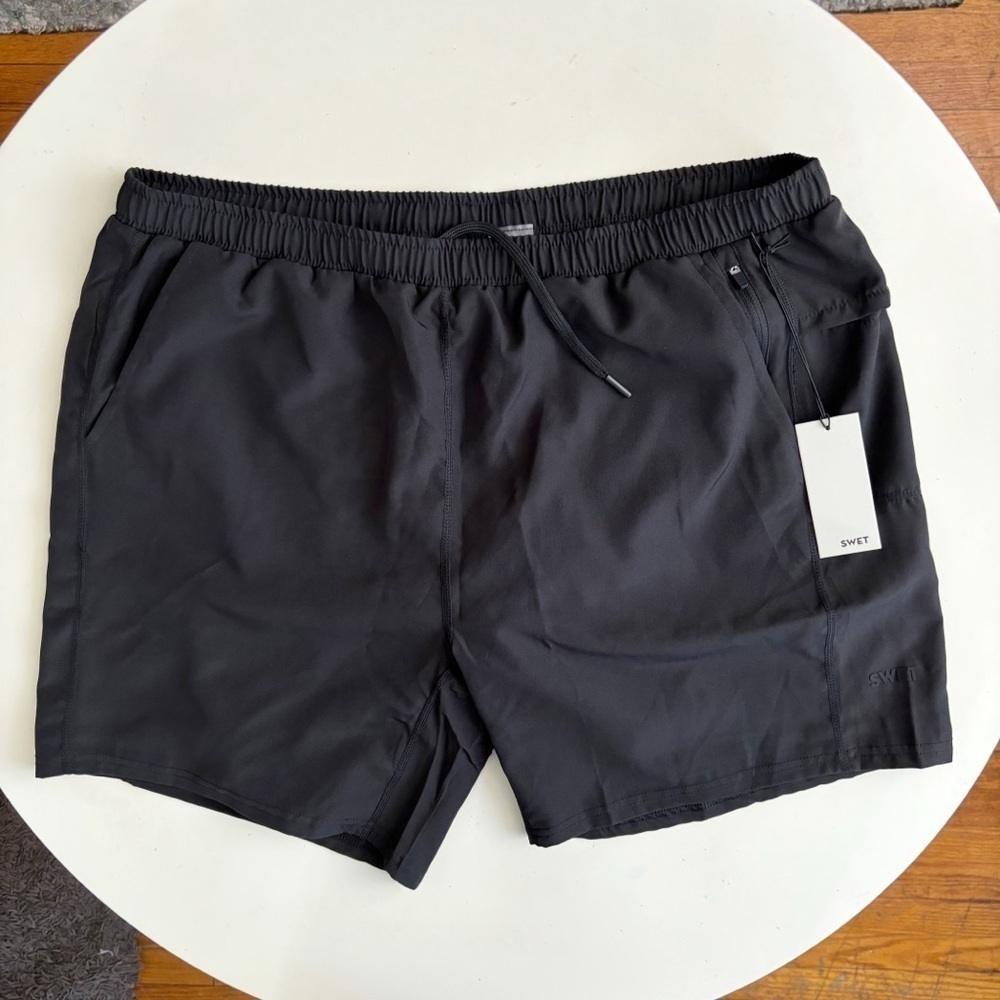 Swet Tailor Men’s 7” Active Gym Short Size XL Black Lined New